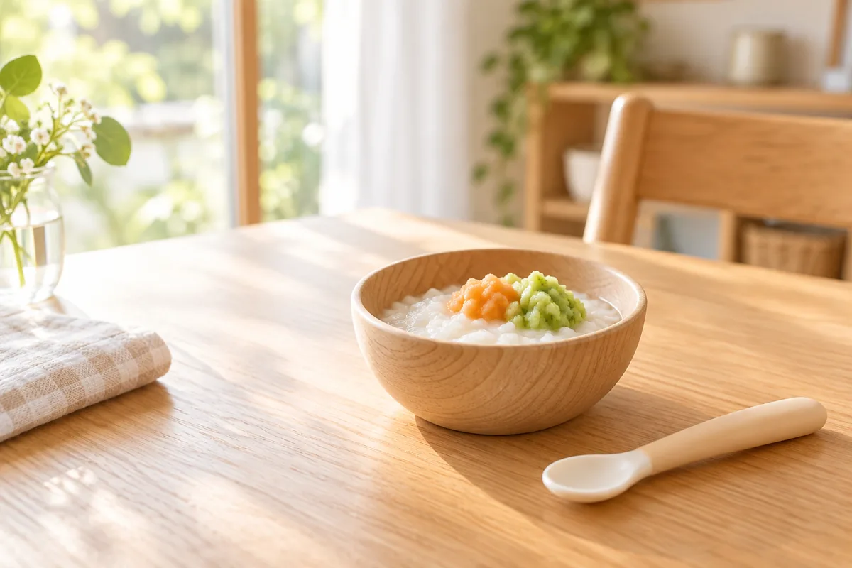 木の器に入った離乳食のイメージ