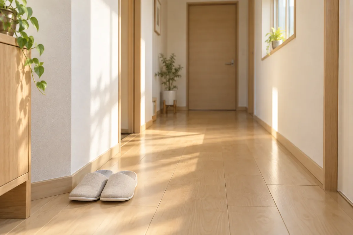 朝の光が差す廊下のイメージ