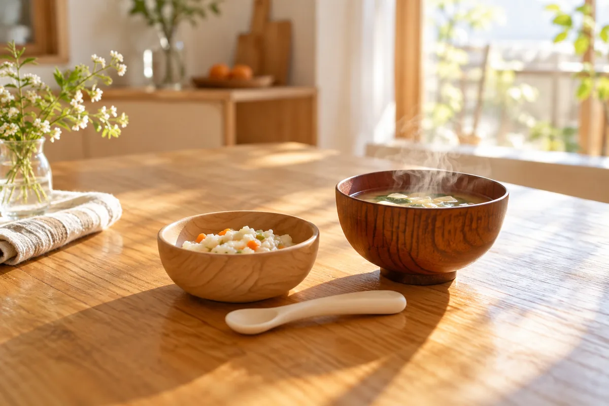 テーブルに並んだ器とスプーンのイメージ